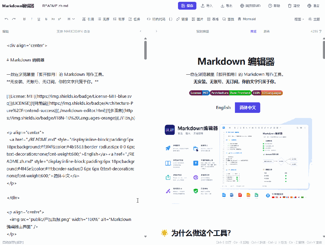 烧了10亿Token，我做了一个Markdown编辑器，开源免费
