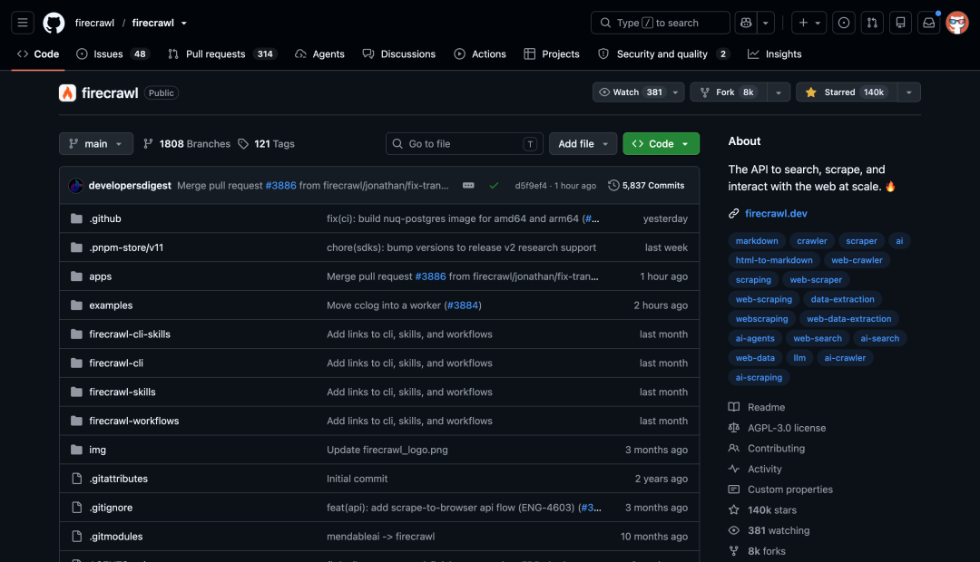 GitHub 上 13 万星的爬虫神器,不要 API Key 就能用了。