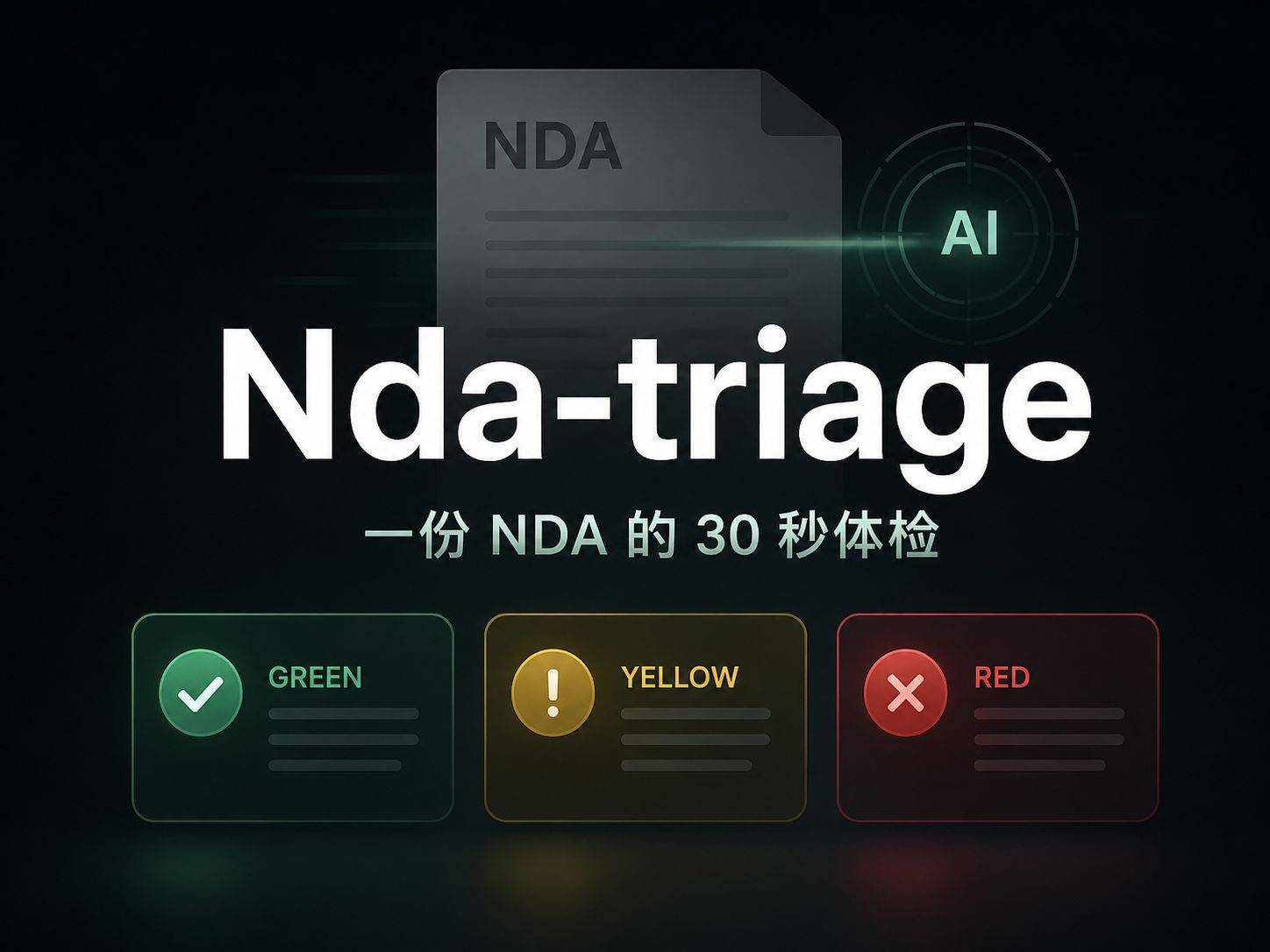 Nda-triage ：从 GREEN 到 RED，一份 NDA 的 30 秒体检
