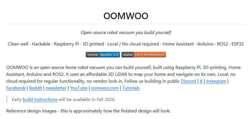 OOMWOO :一台你亲手造的开源扫地机器人