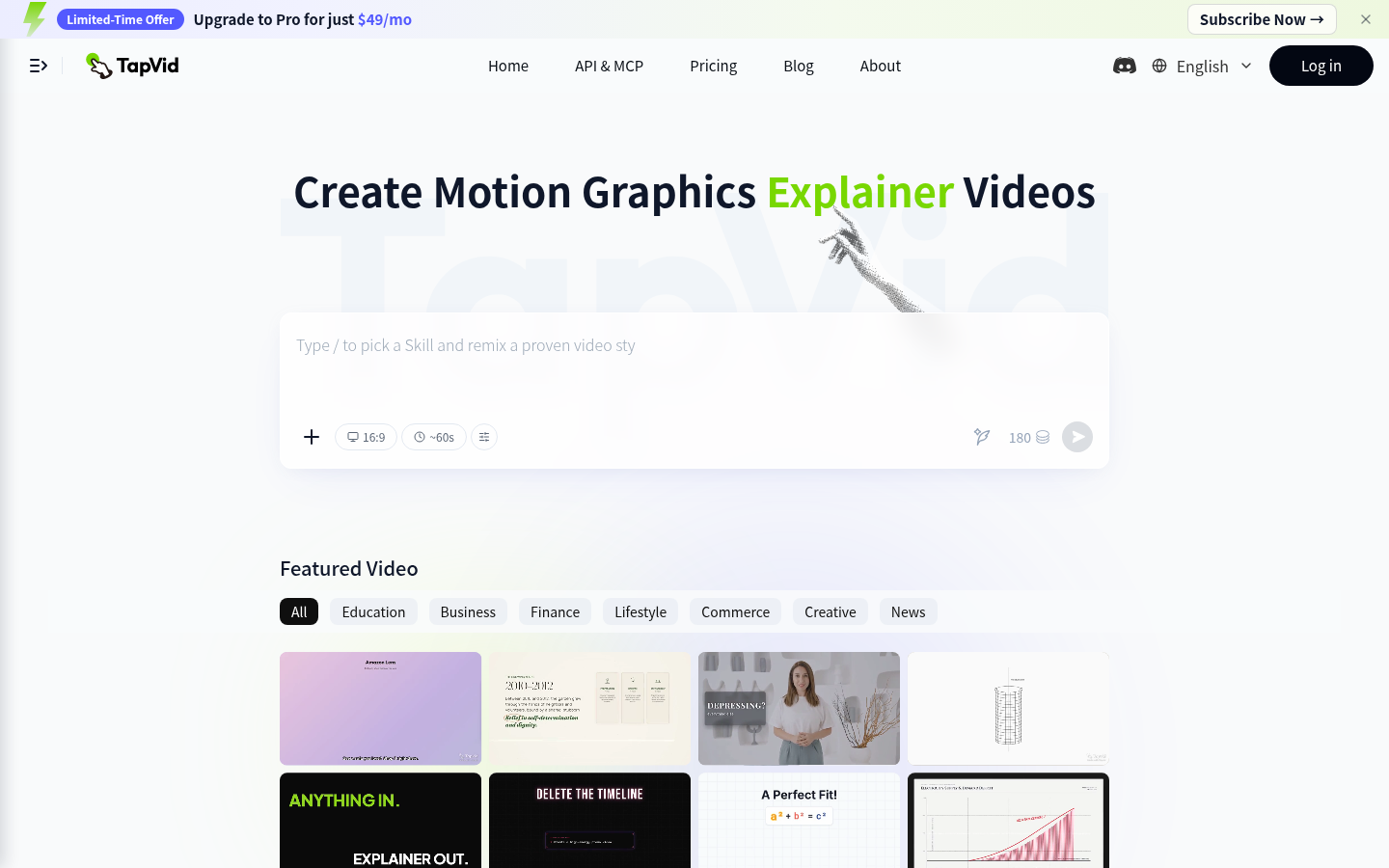 TapVid | AI Explainer Video Generator with Motion Graphics
