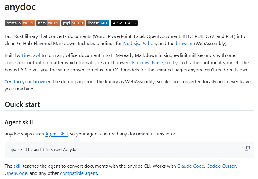 Anydoc:把 Office 文档转 Markdown 这件事,Firecrawl 直接开源了一个引擎