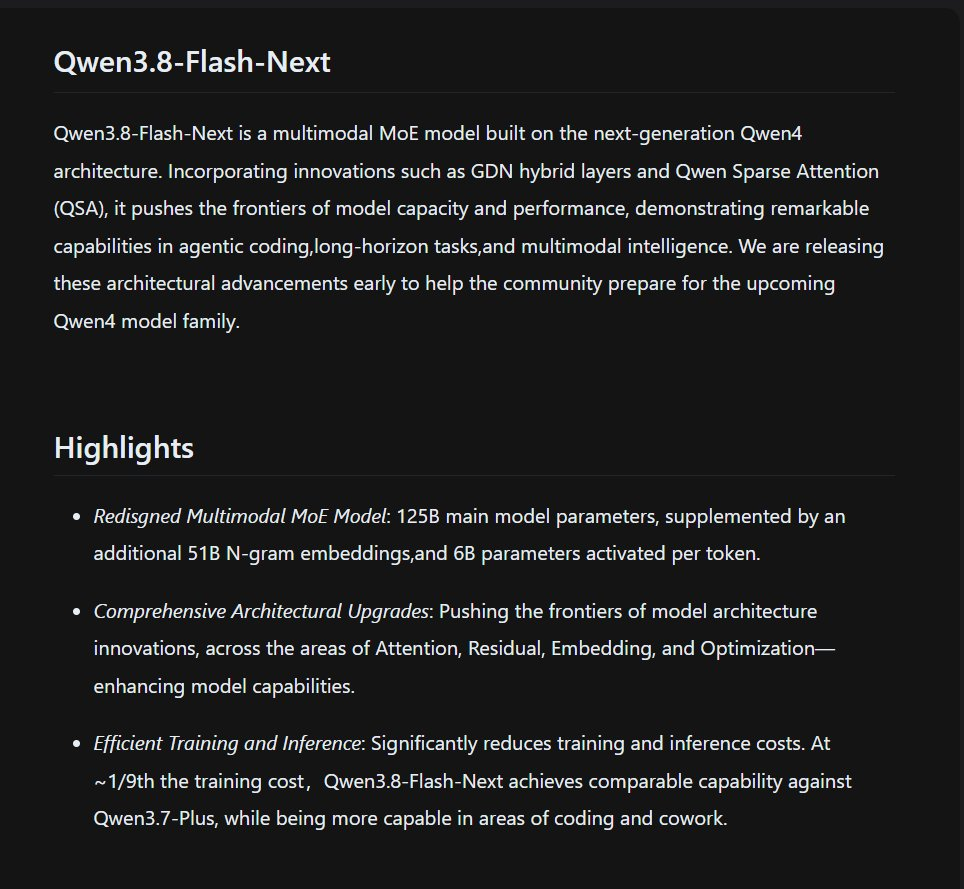 Qwen3.8-Flash-Next 即将开源,Qwen4 架构!已知情报汇总