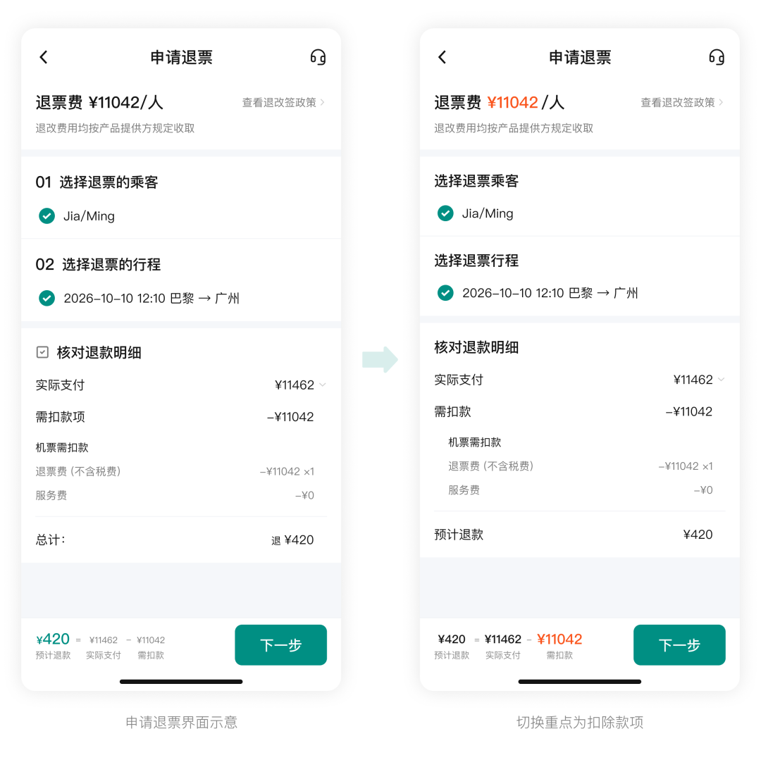 从一次机票退款开始,讨论金额敏感界面中的信息展示