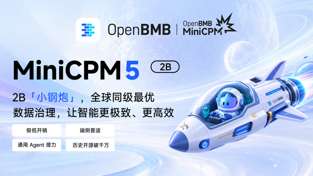 面壁智能开源 MiniCPM5-2B：AA 榜单全球 4B 以下第一，初具端侧通用 Agent 能力