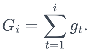 G_i=\sum_{t=1}^{i}g_t.